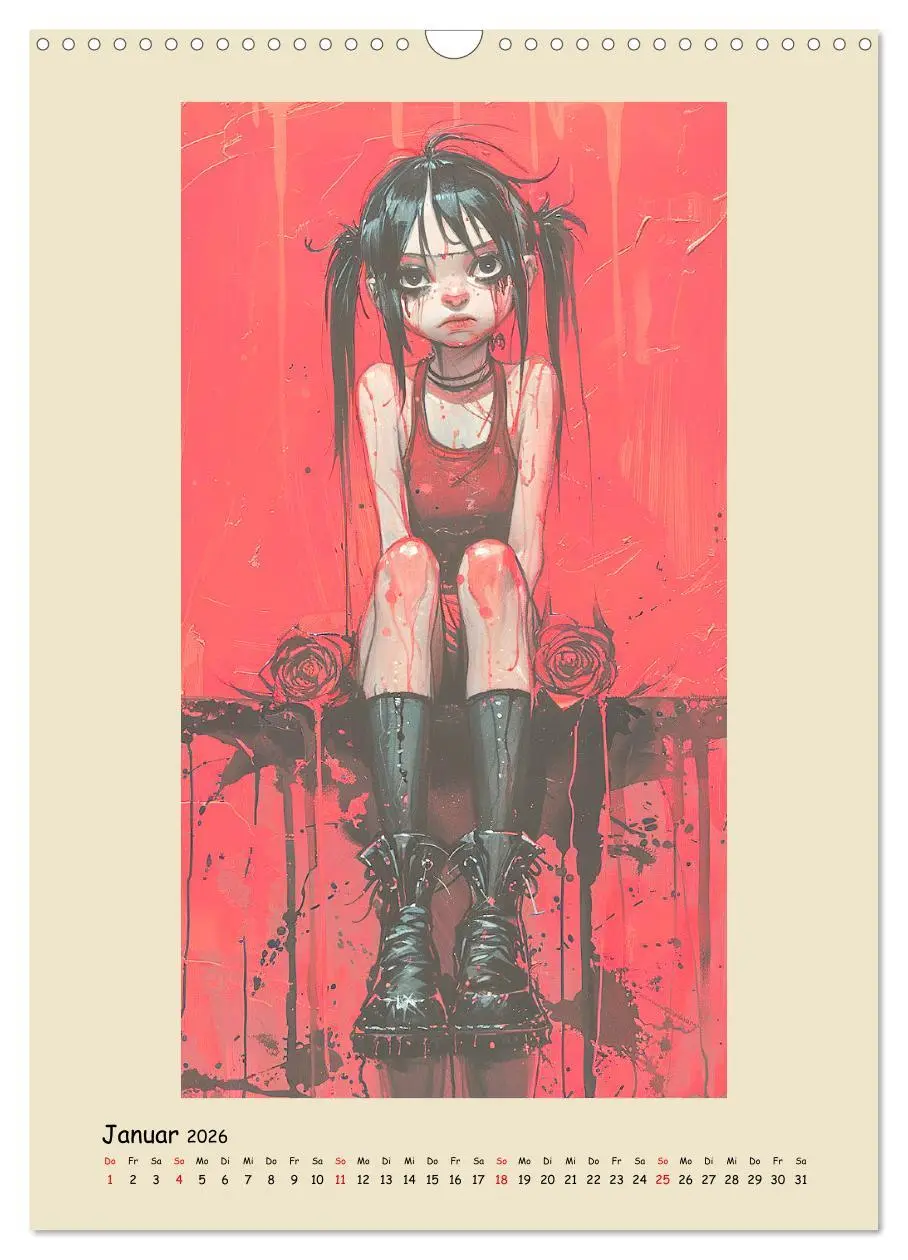 Bild: 9783516264074 | Gothic Punk Girls im künstlerischen Manga-Stil (Wandkalender 2026...