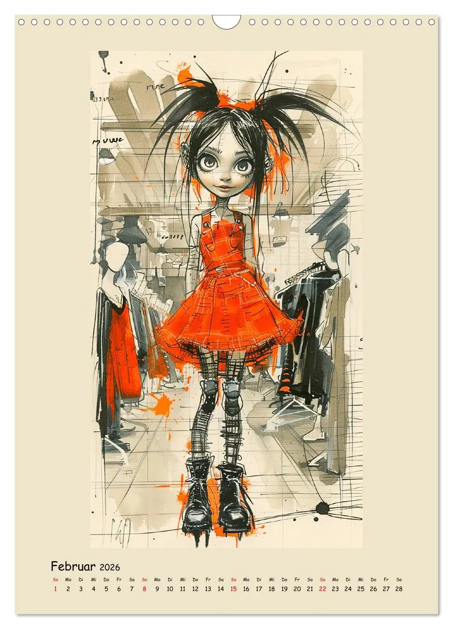 Bild: 9783516264074 | Gothic Punk Girls im künstlerischen Manga-Stil (Wandkalender 2026...