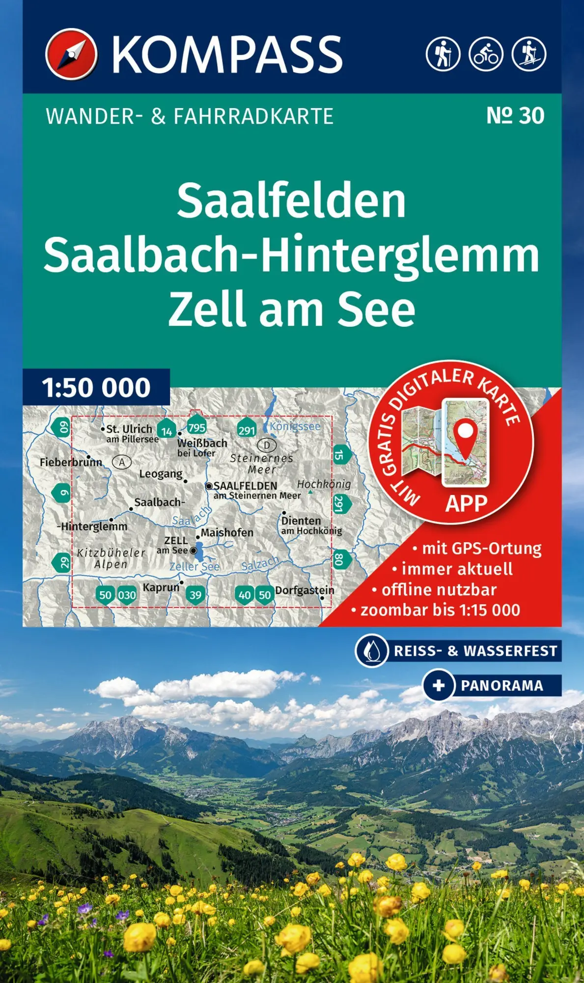 Cover: 9783991544074 | KOMPASS Wanderkarte 30 Saalfelden, Saalbach-Hinterglemm, Zell am...