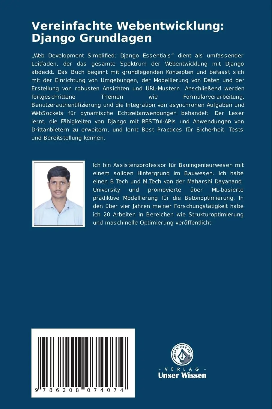 Rückseite: 9786208074074 | Vereinfachte Webentwicklung: Django Grundlagen | Rupesh Kumar Tipu