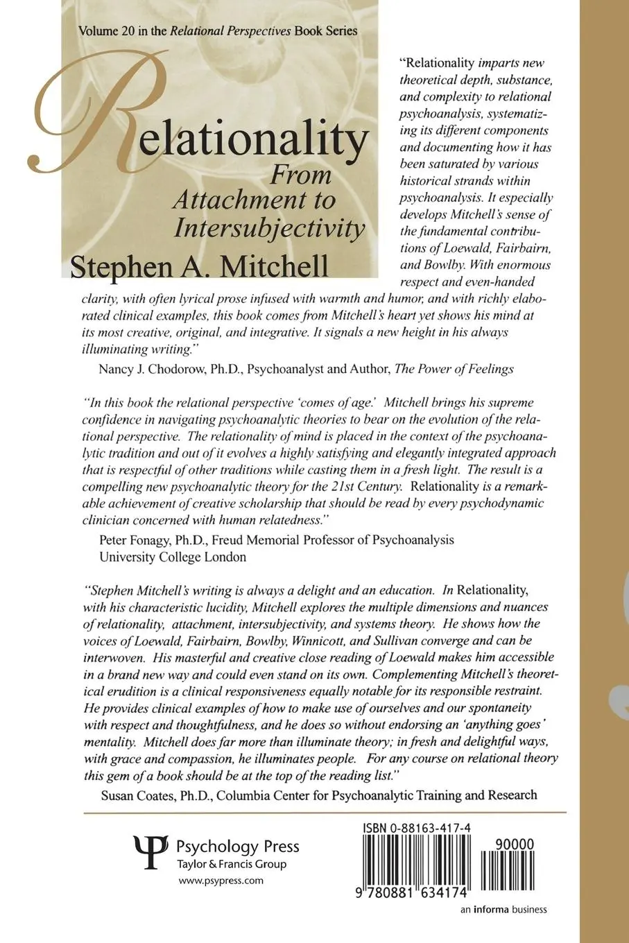 Rückseite: 9780881634174 | Relationality | From Attachment to Intersubjectivity | Mitchell | Buch