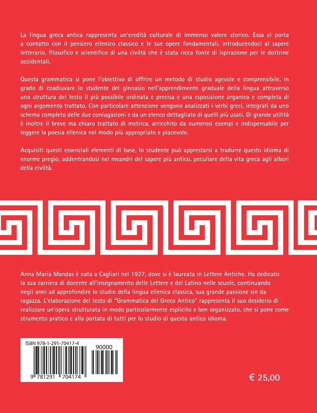 Rückseite: 9781291704174 | Grammatica del Greco Antico | Anna Maria Mandas | Taschenbuch | 2014