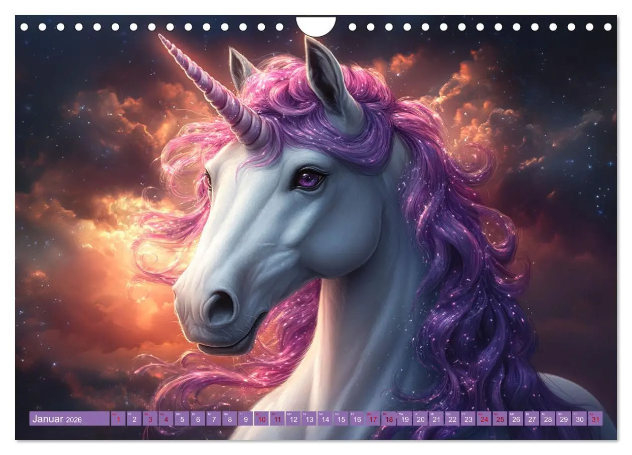Bild: 9783457304174 | Zwischen Glitzer und Fantasie-Einhörner durchs Jahr (Wandkalender...