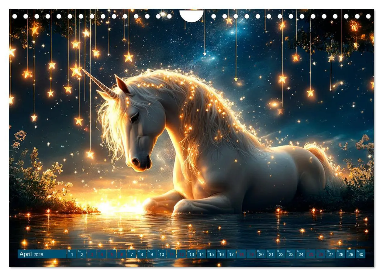 Bild: 9783457304174 | Zwischen Glitzer und Fantasie-Einhörner durchs Jahr (Wandkalender...