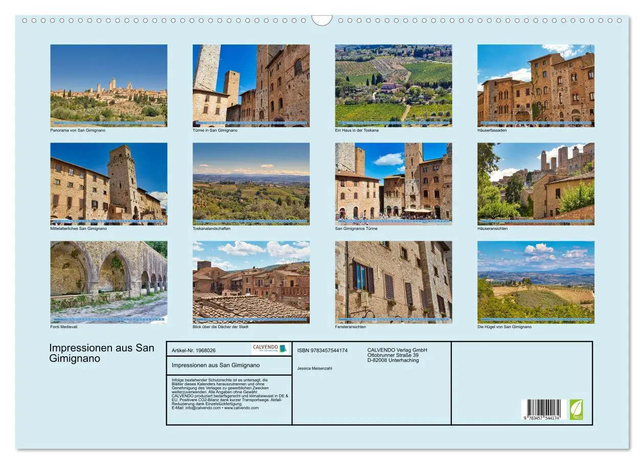 Bild: 9783457544174 | Impressionen aus San Gimignano (Wandkalender 2026 DIN A2 quer),...