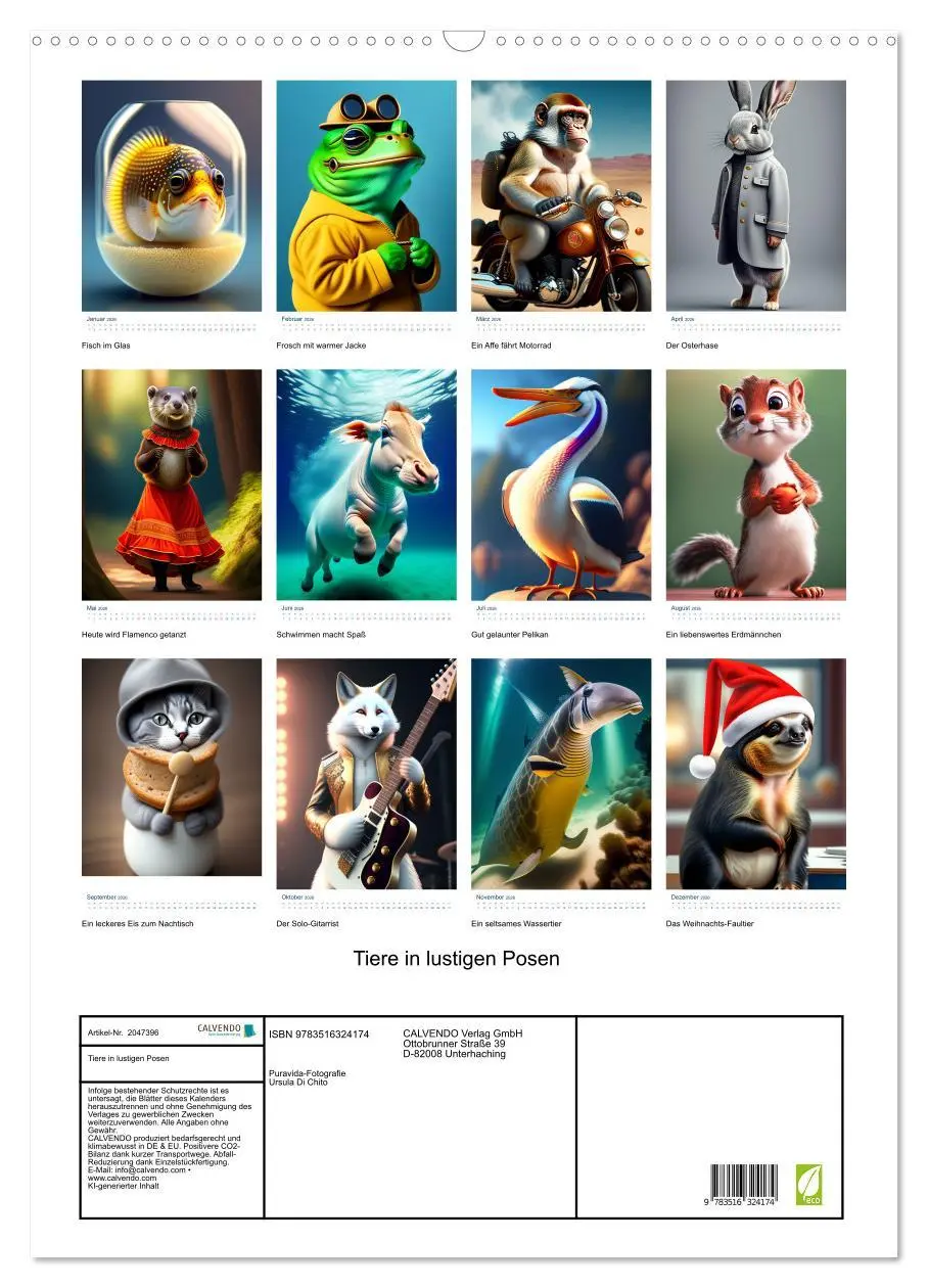 Bild: 9783516324174 | Tiere in lustigen Posen (Wandkalender 2026 DIN A2 hoch), CALVENDO...
