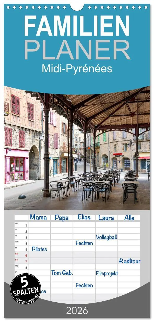 Cover: 9783516494174 | Familienplaner 2026 - Midi-Pyrénées mit 5 Spalten (Wandkalender, 21...