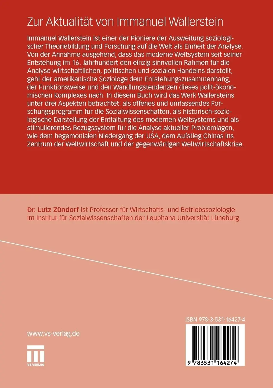 Rückseite: 9783531164274 | Zur Aktualität von Immanuel Wallerstein | Einleitung in sein Werk