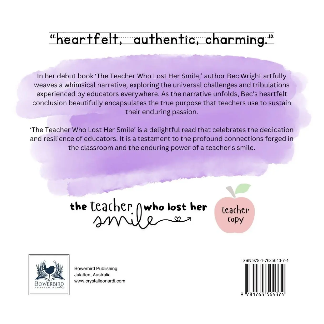 Rückseite: 9781763564374 | The Teacher Who Lost Her Smile | Bec Wright | Taschenbuch | Englisch