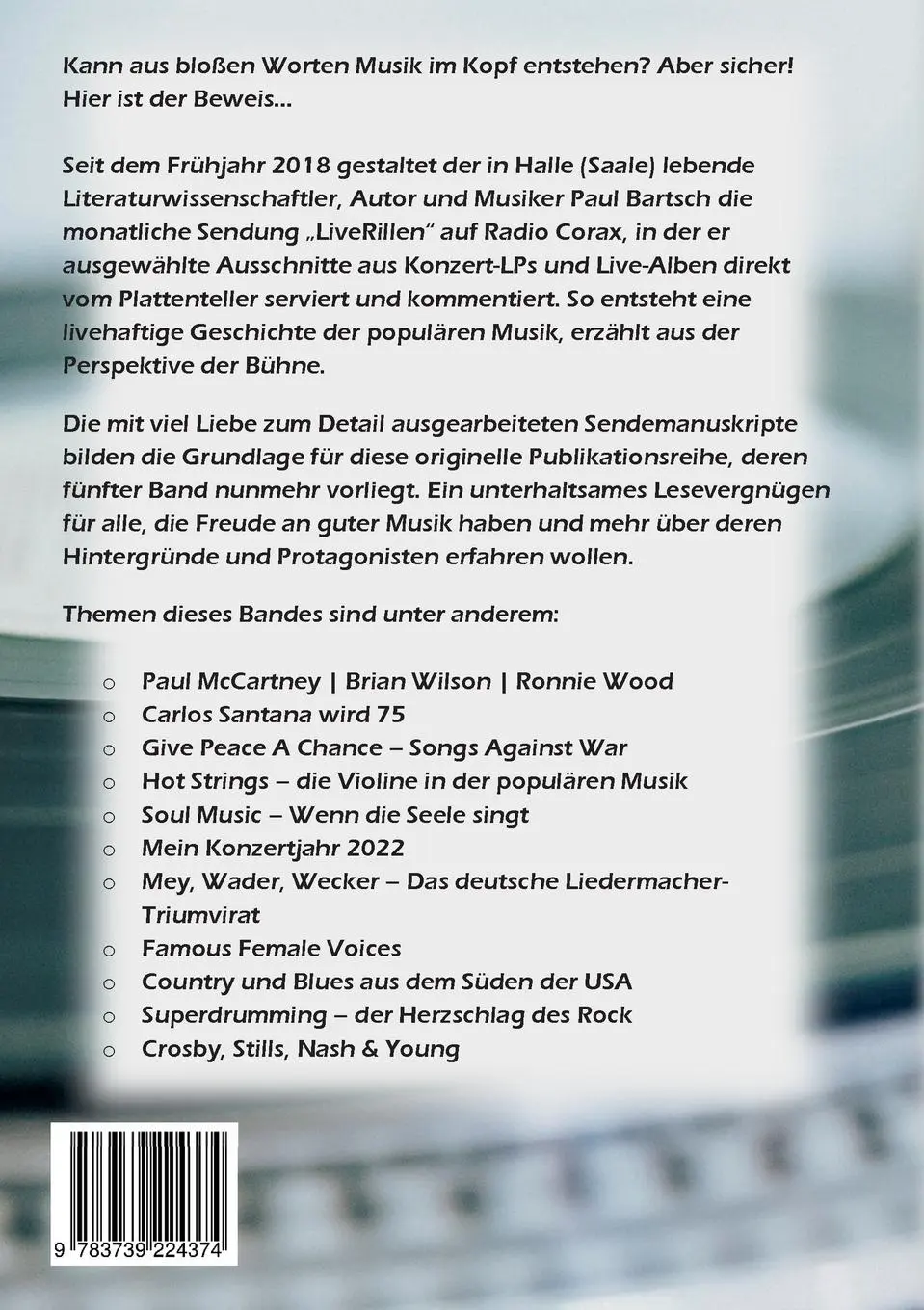 Rückseite: 9783739224374 | LiveRillen No. 5 | Paul Bartsch | Taschenbuch | LiveRillen | Paperback