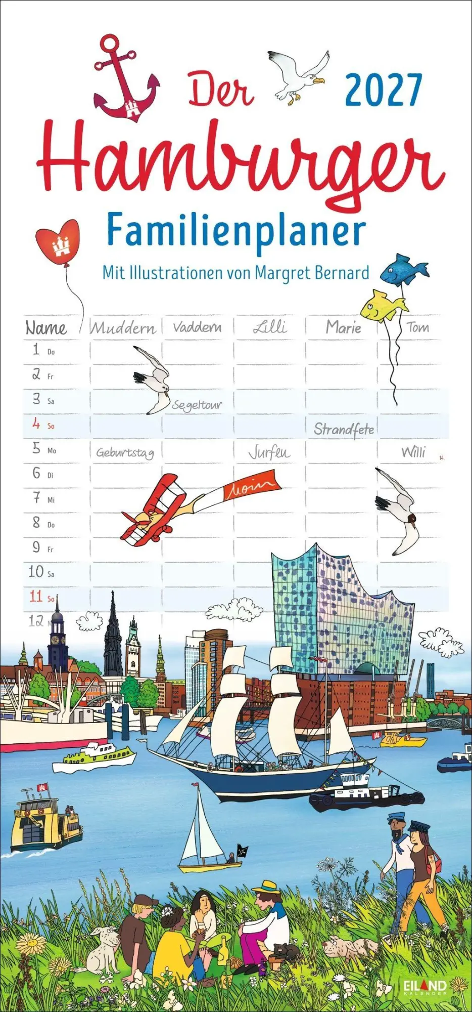 Cover: 9783964024374 | Der Hamburger Familienplaner 2027 - Margret Bernard | Margret Bernard