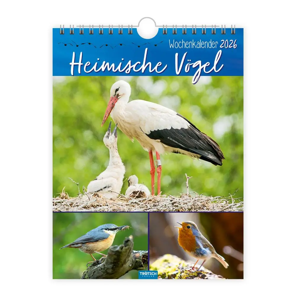 Cover: 9783988024374 | Trötsch Wochenkalender zum Hängen Heimische Vögel 2026 | Wandkalender