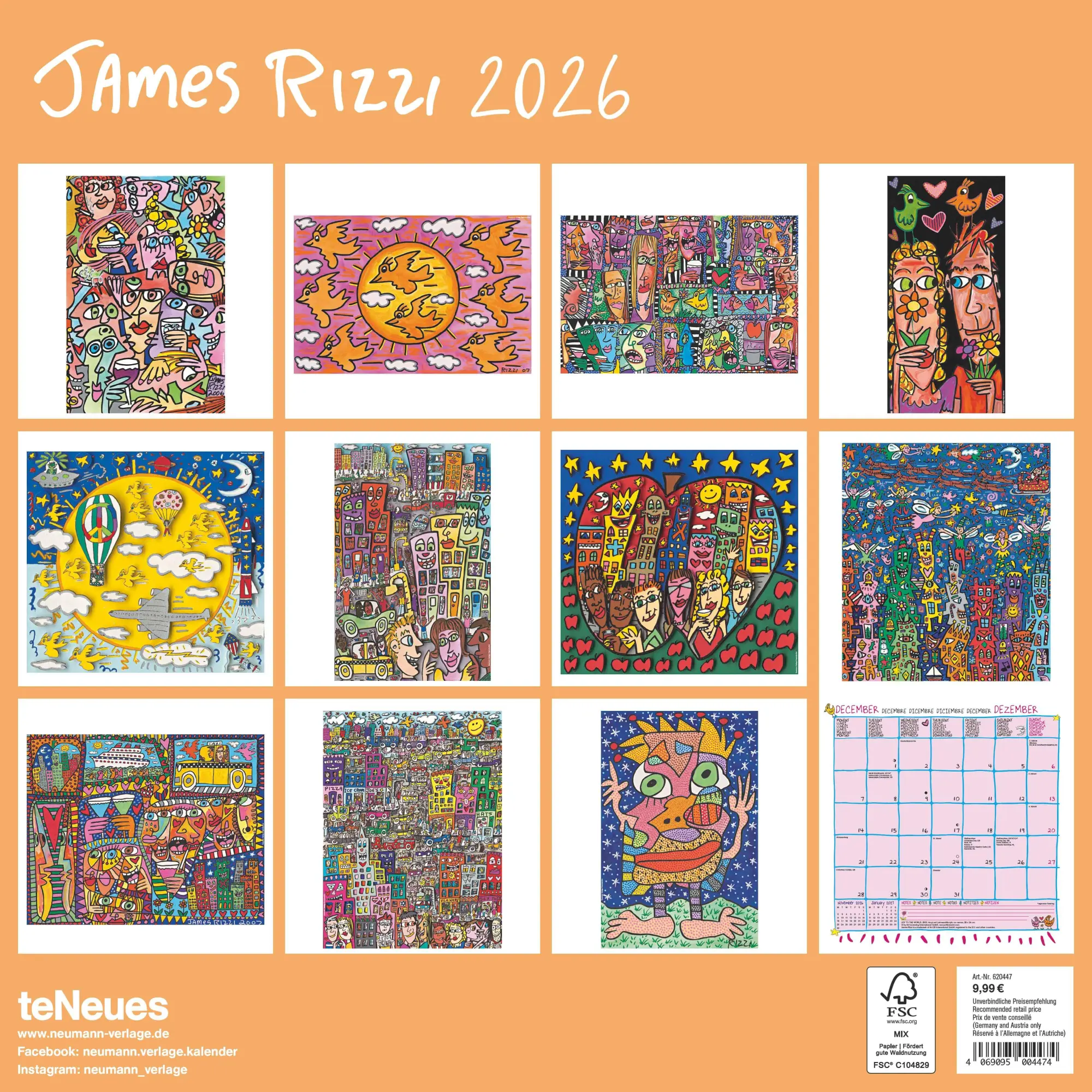Rückseite: 4069095004474 | James Rizzi 2026 - Wand-Kalender - Broschüren-Kalender - 30x30 -...