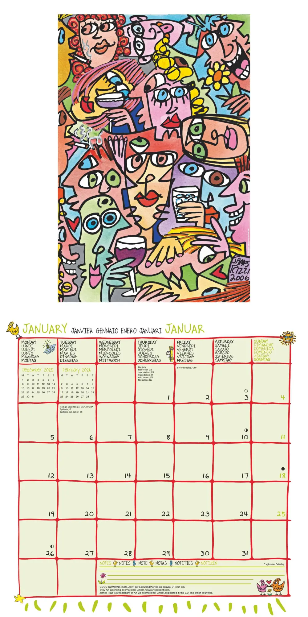 Bild: 4069095004474 | James Rizzi 2026 - Wand-Kalender - Broschüren-Kalender - 30x30 -...