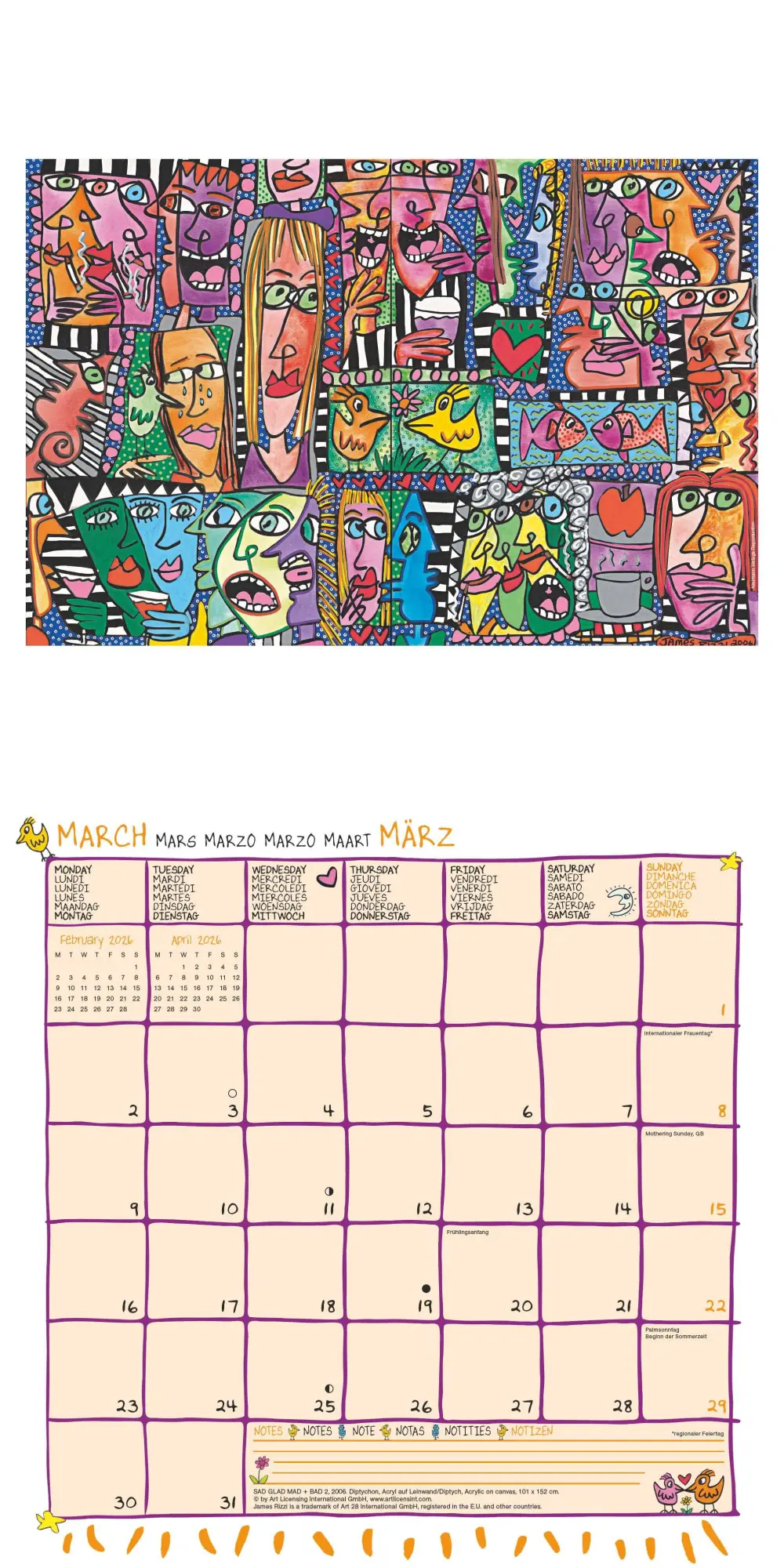 Bild: 4069095004474 | James Rizzi 2026 - Wand-Kalender - Broschüren-Kalender - 30x30 -...