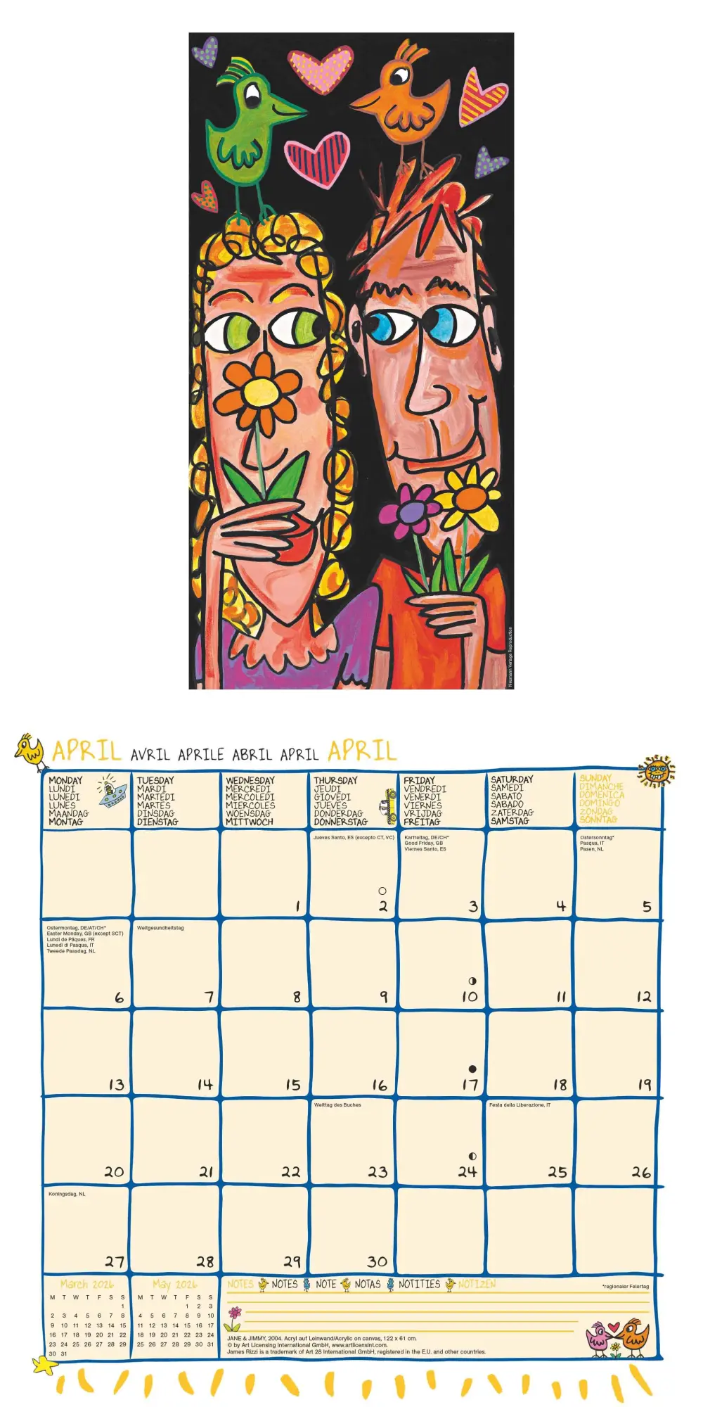 Bild: 4069095004474 | James Rizzi 2026 - Wand-Kalender - Broschüren-Kalender - 30x30 -...