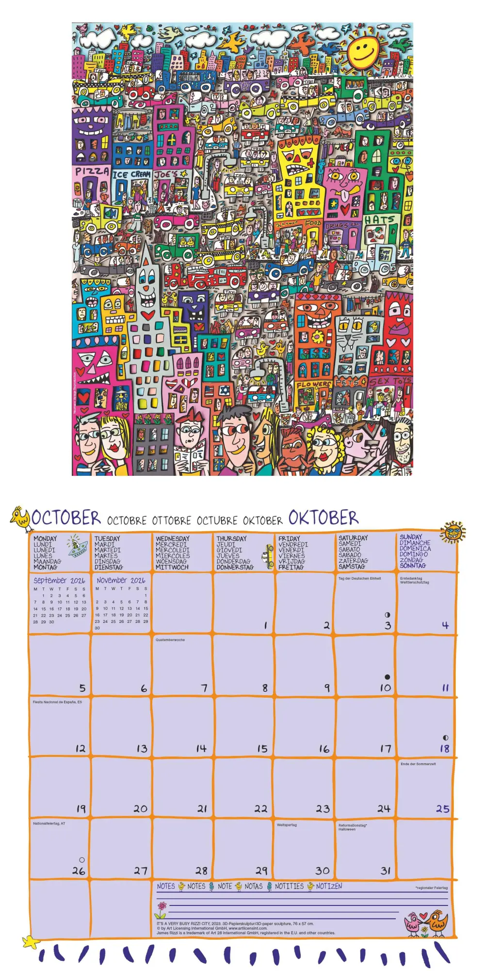 Bild: 4069095004474 | James Rizzi 2026 - Wand-Kalender - Broschüren-Kalender - 30x30 -...