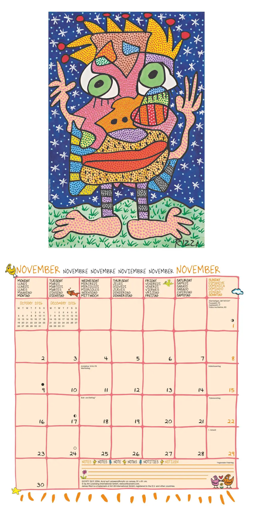 Bild: 4069095004474 | James Rizzi 2026 - Wand-Kalender - Broschüren-Kalender - 30x30 -...