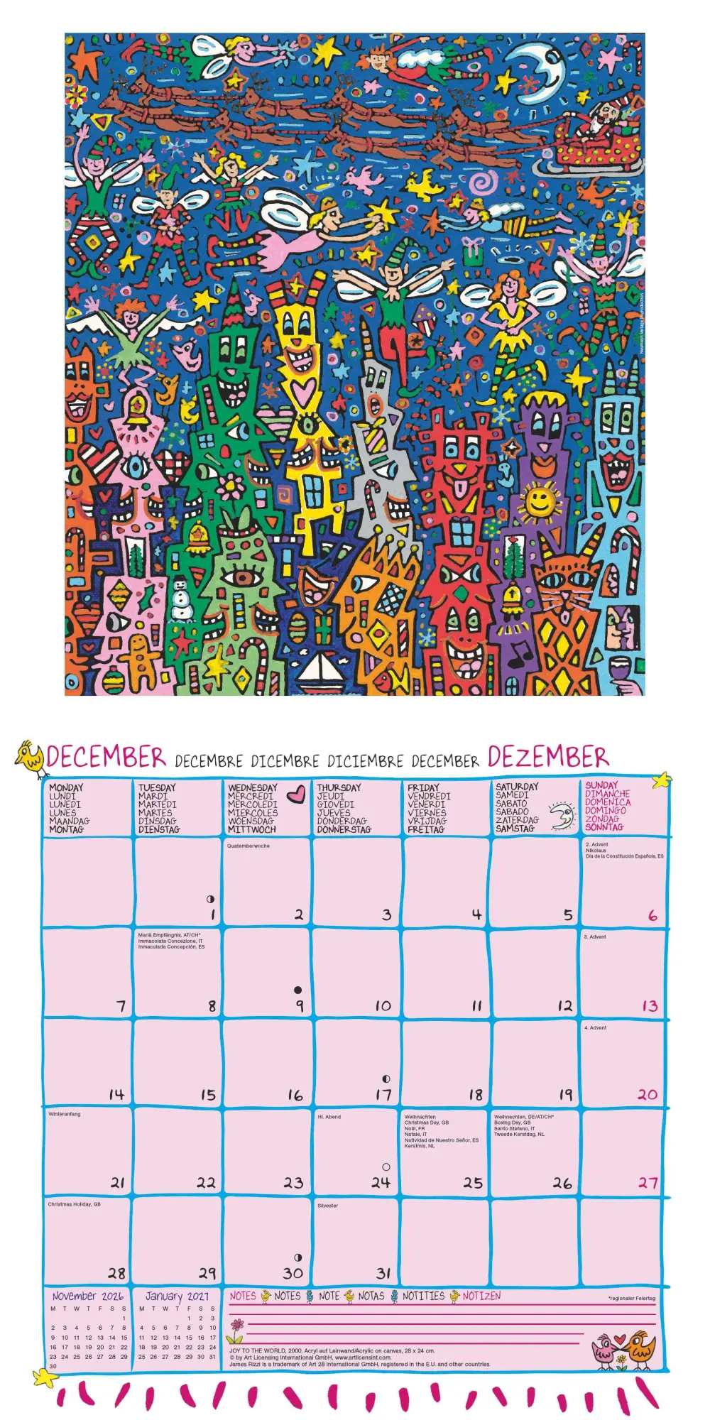 Bild: 4069095004474 | James Rizzi 2026 - Wand-Kalender - Broschüren-Kalender - 30x30 -...