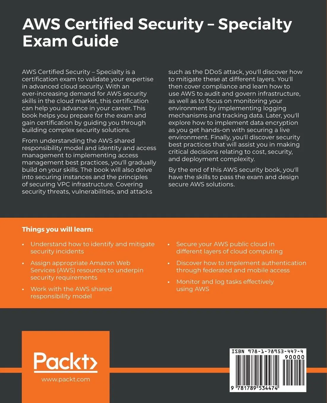 Rückseite: 9781789534474 | AWS Certified Security - Specialty Exam Guide | Stuart Scott | Buch