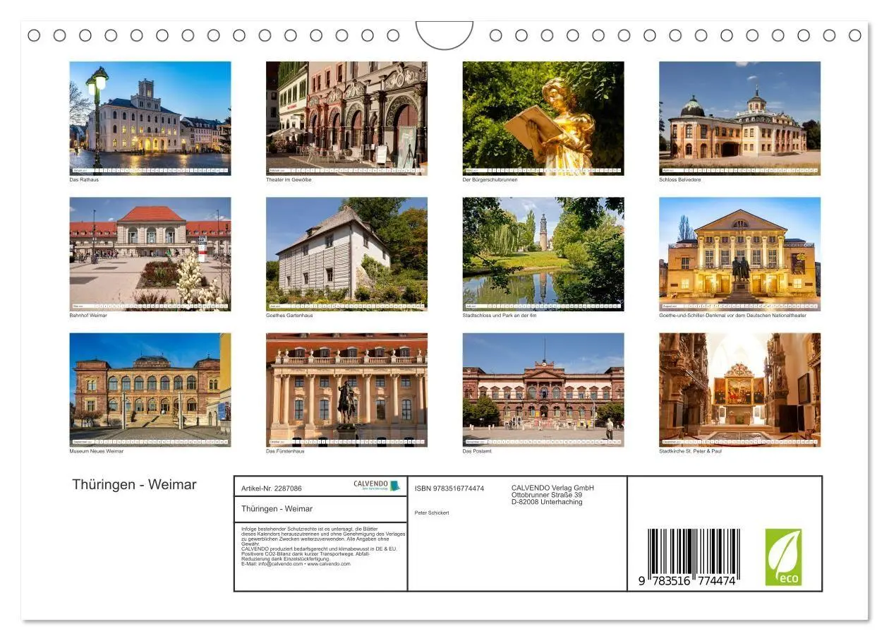 Bild: 9783516774474 | Thüringen - Weimar (Wandkalender 2027 DIN A4 quer), CALVENDO...