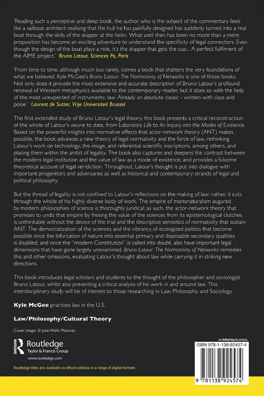 Rückseite: 9781138924574 | Bruno Latour | The Normativity of Networks | Kyle Mcgee | Taschenbuch