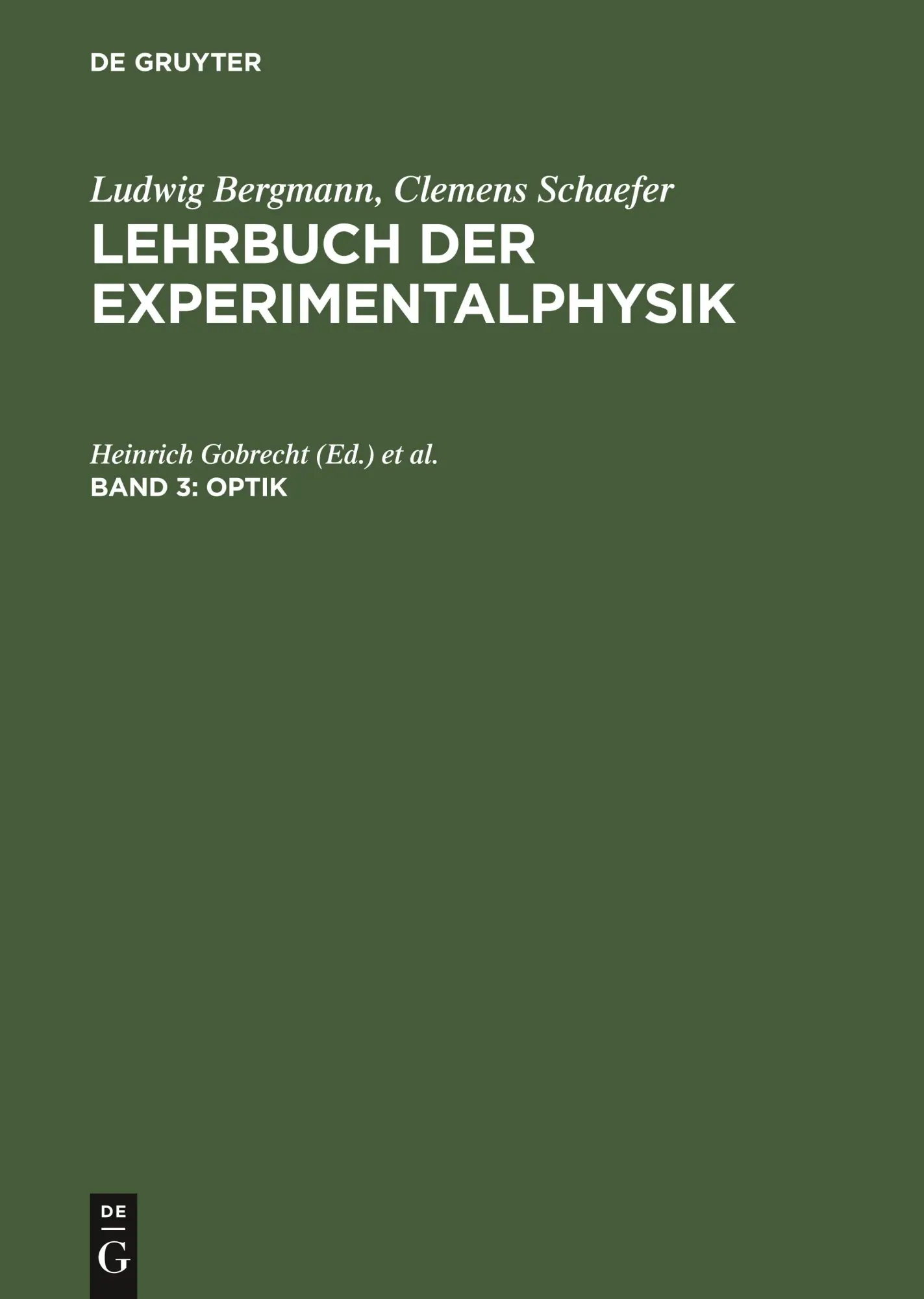 Cover: 9783110074574 | Optik | Heinrich Gobrecht (u. a.) | Buch | Deutsch | 1978 | De Gruyter