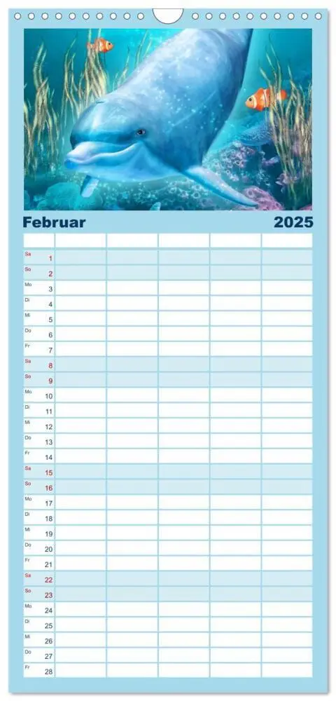 Bild: 9783457124574 | Familienplaner 2025 - Delfine - Kalender mit 5 Spalten...