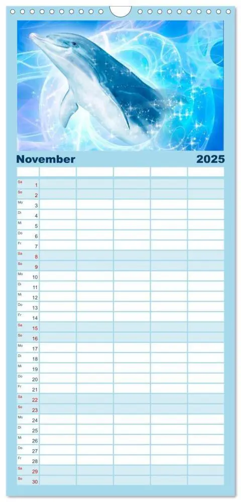Bild: 9783457124574 | Familienplaner 2025 - Delfine - Kalender mit 5 Spalten...