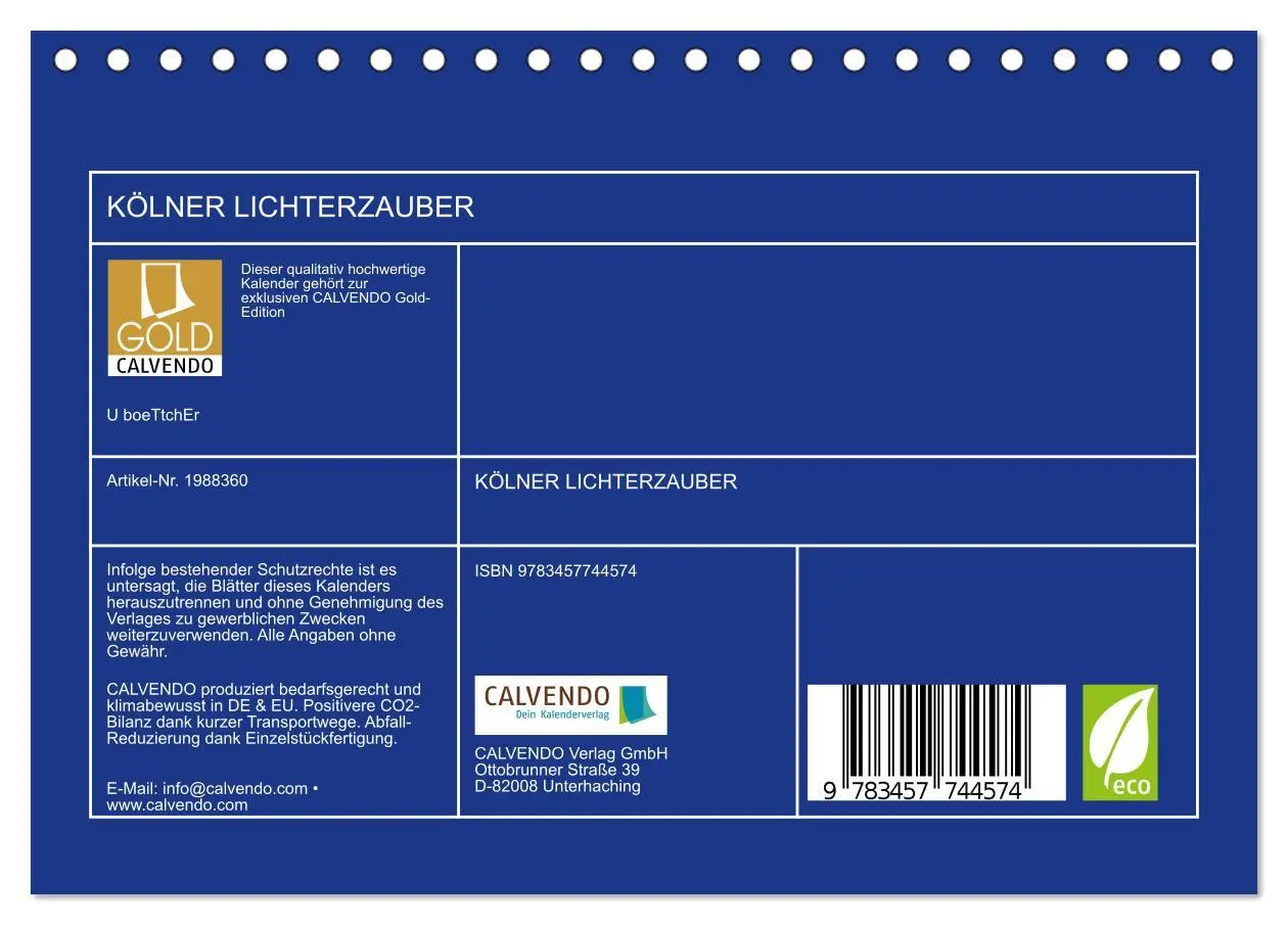 Bild: 9783457744574 | KÖLNER LICHTERZAUBER (Tischkalender 2026 DIN A5 quer), CALVENDO...