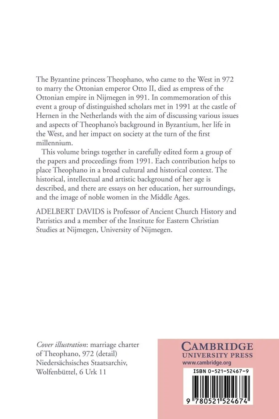 Rückseite: 9780521524674 | The Empress Theophano | Adelbert Davids (u. a.) | Taschenbuch | 2002