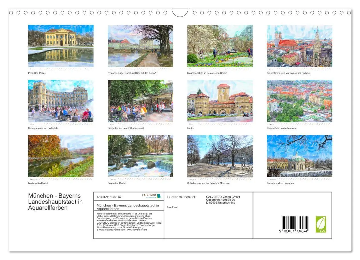 Bild: 9783457734674 | München - Bayerns Landeshauptstadt in Aquarellfarben (Wandkalender...