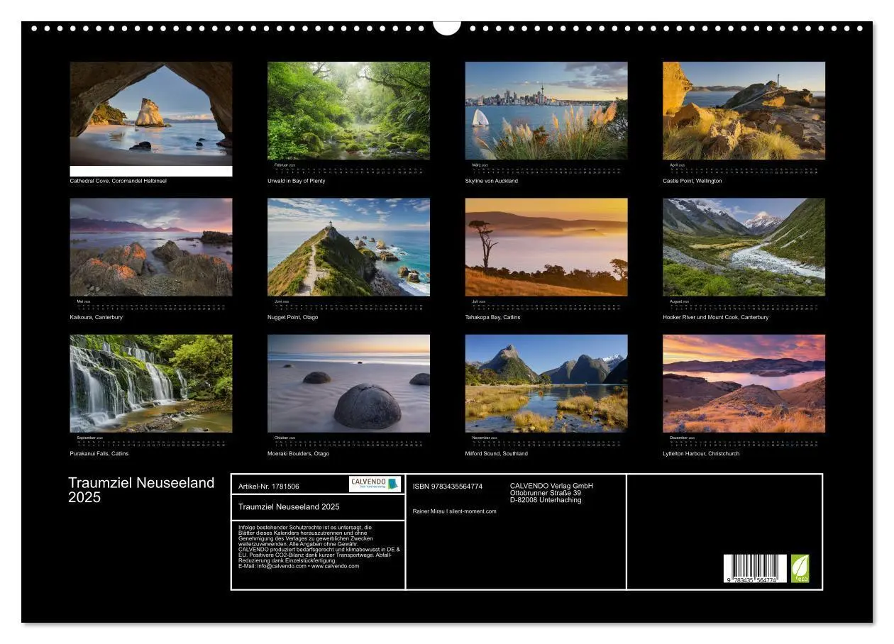 Bild: 9783435564774 | Traumziel Neuseeland 2025 (Wandkalender 2025 DIN A2 quer), CALVENDO...