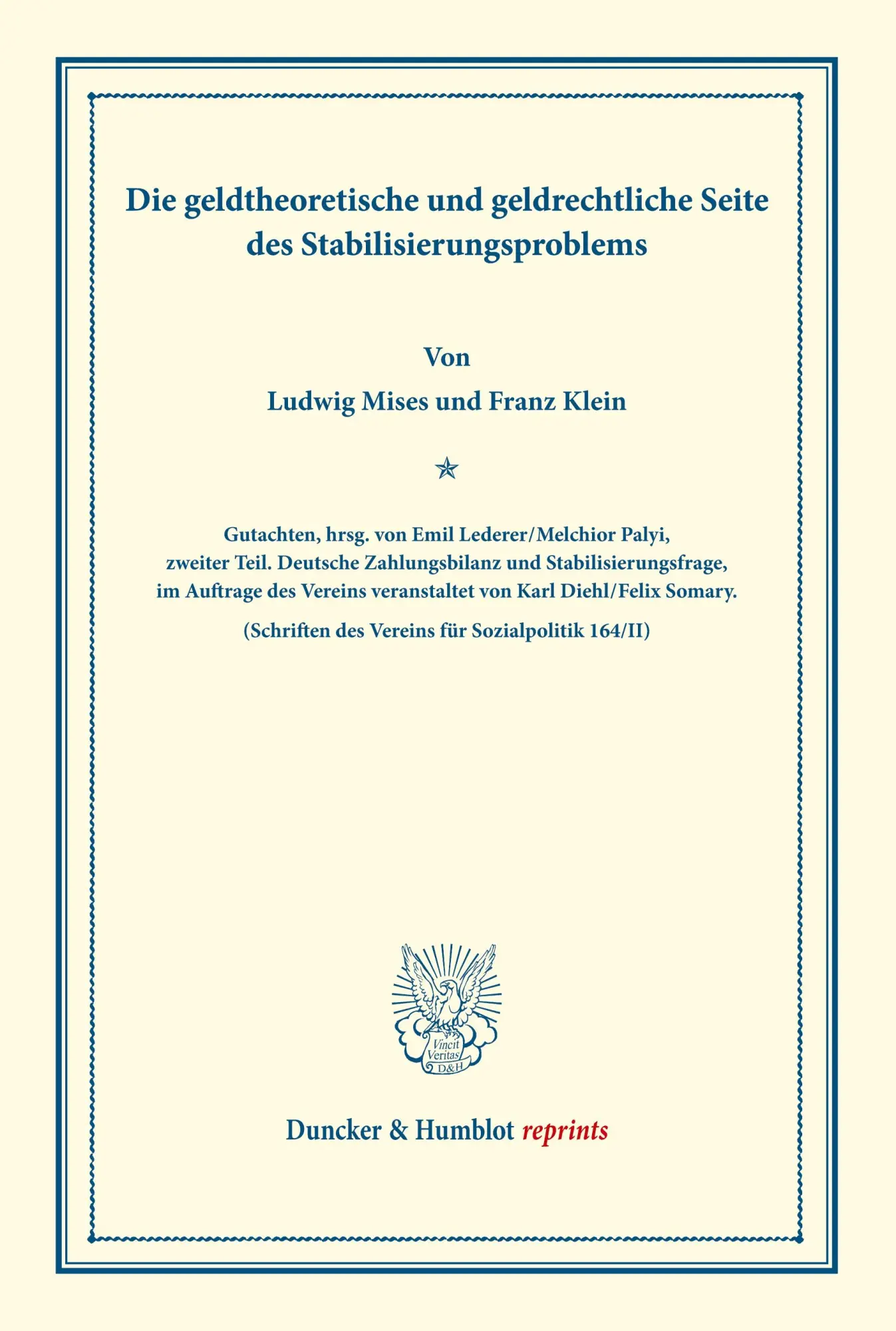 Cover: 9783428174874 | Die geldtheoretische und geldrechtliche Seite des...
