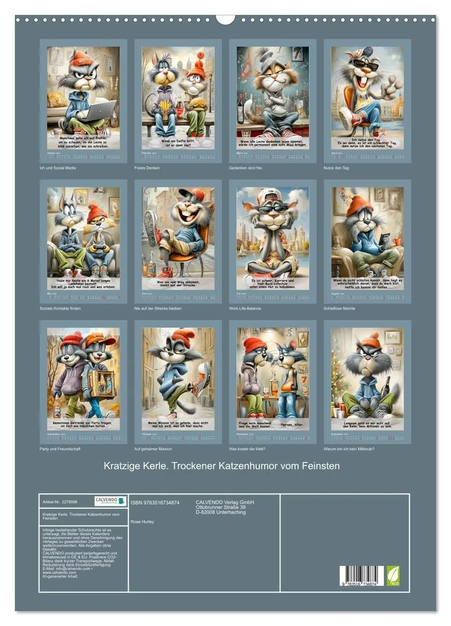 Bild: 9783516734874 | Kratzige Kerle. Trockener Katzenhumor vom Feinsten (Wandkalender...