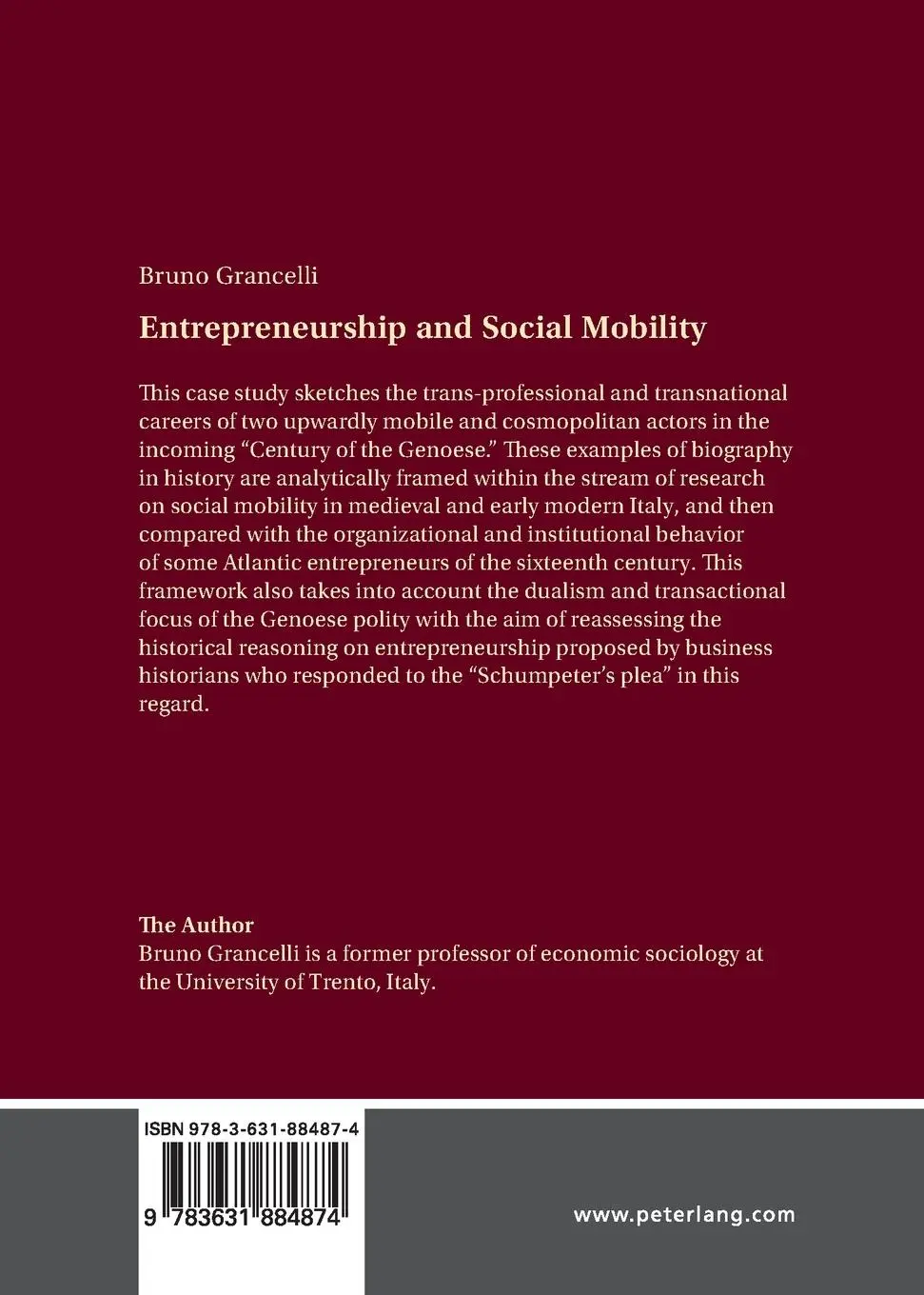 Rückseite: 9783631884874 | Entrepreneurship and Social Mobility | Bruno Grancelli | Taschenbuch