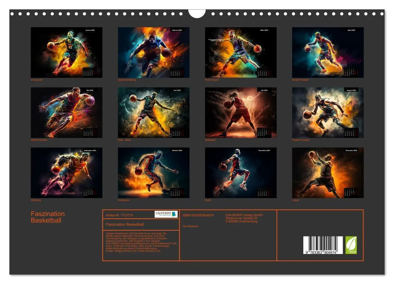 Bild: 9783383904974 | Faszination Basketball (Wandkalender 2025 DIN A3 quer), CALVENDO...