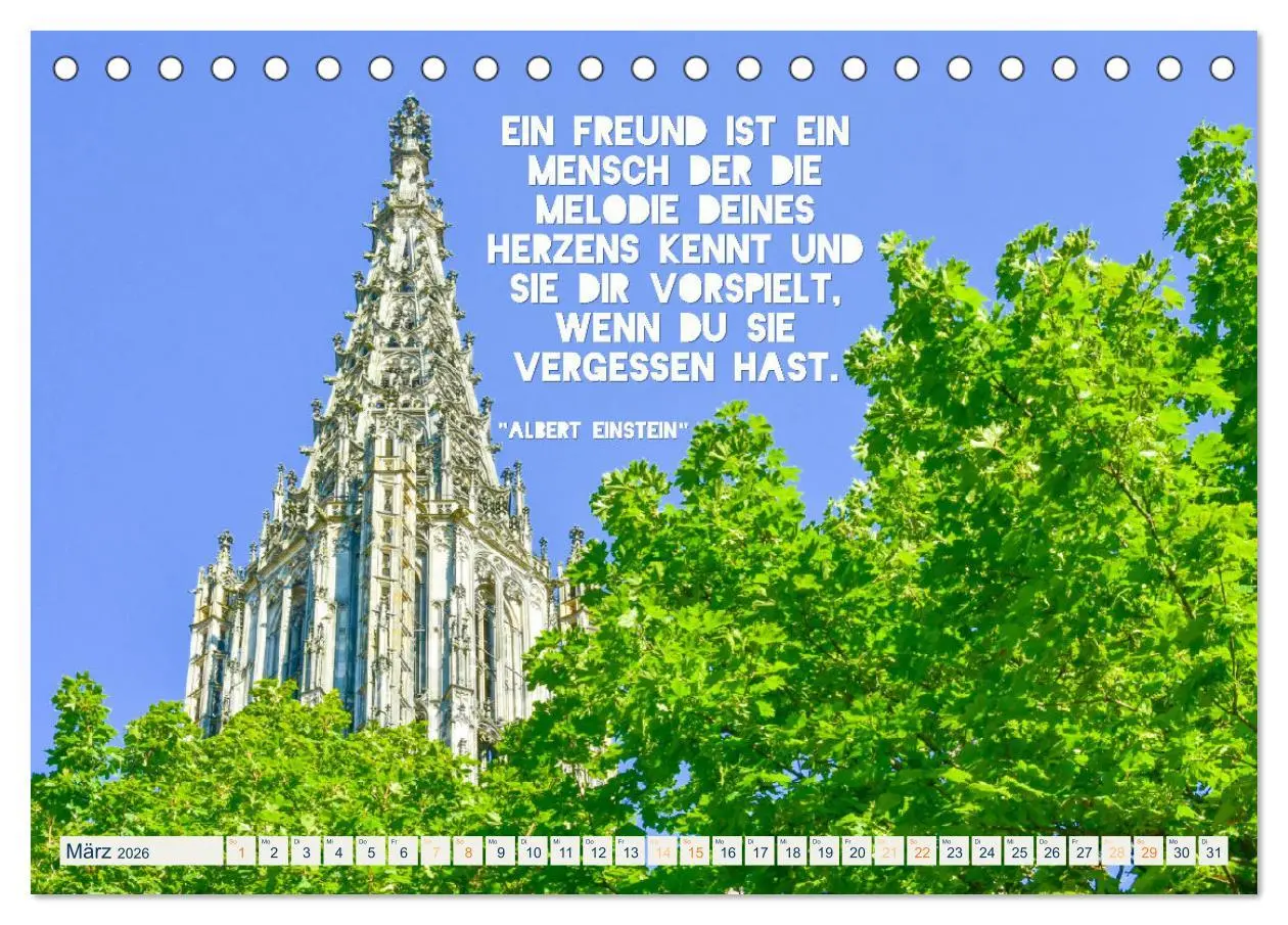 Bild: 9783457564974 | Ulmer Ansichten mit Zitaten von Albert Einstein (Tischkalender 2026...