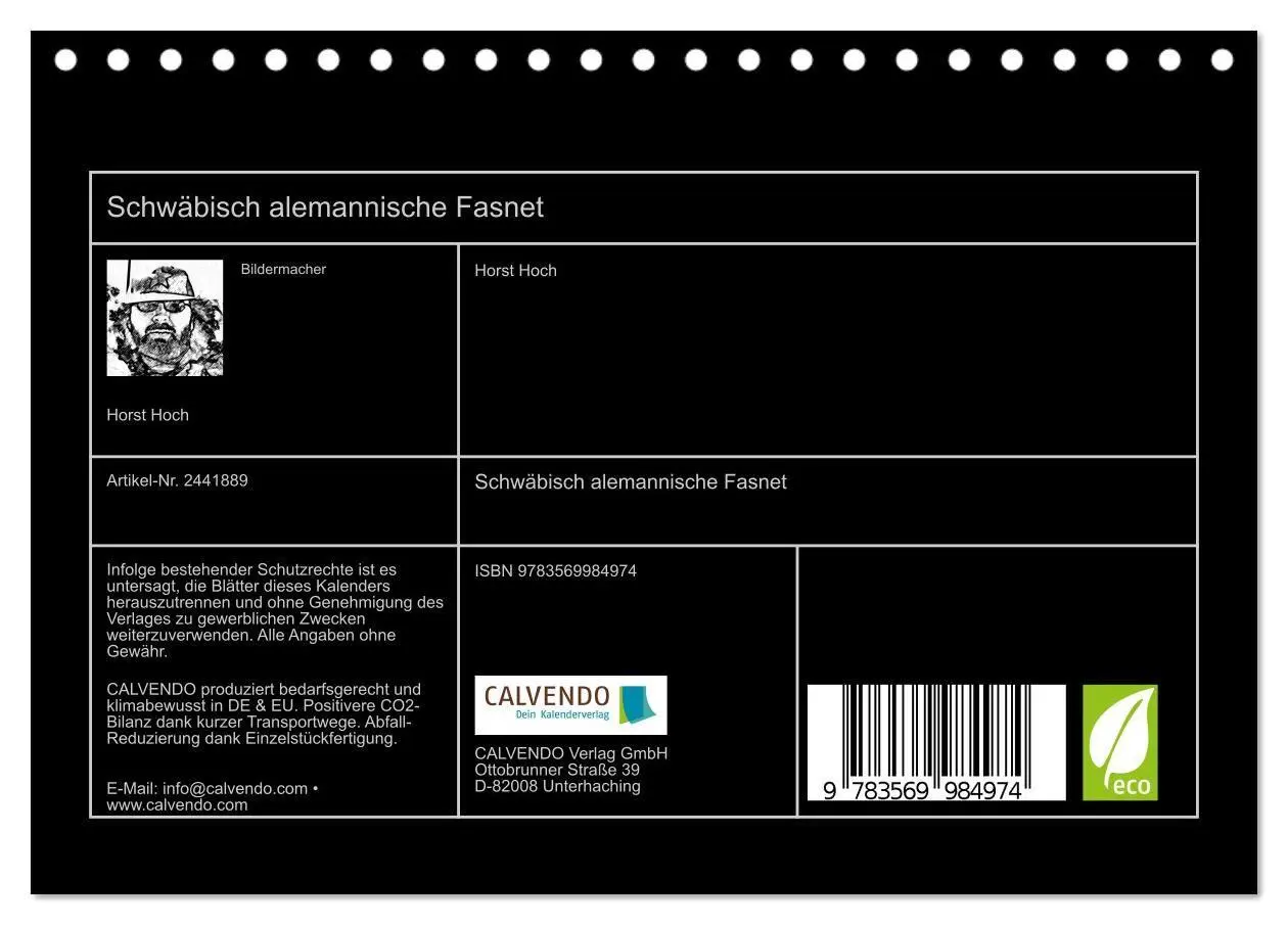 Bild: 9783569984974 | Schwäbisch alemannische Fasnet (Tischkalender 2027 DIN A5 quer),...