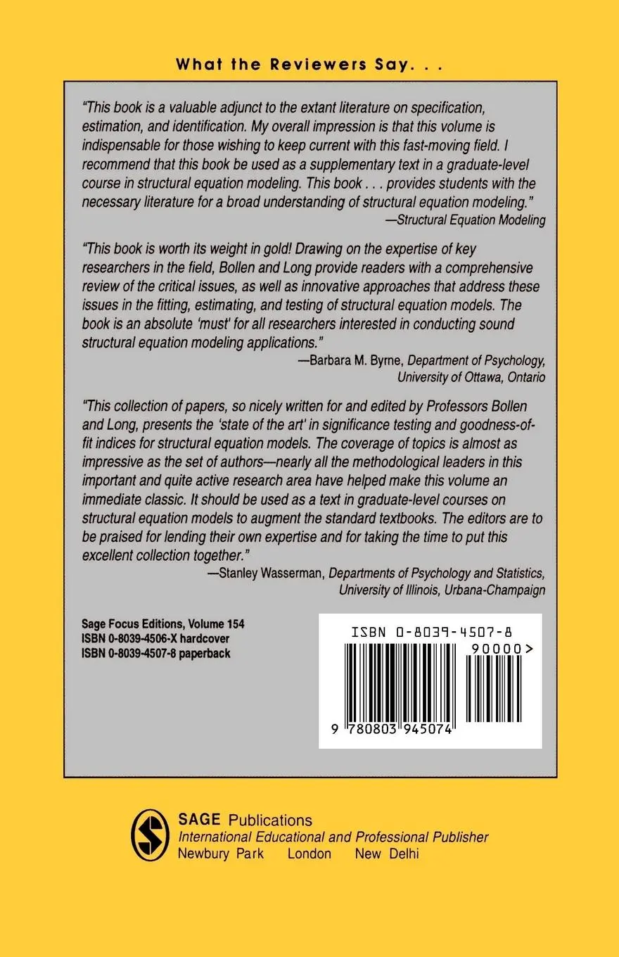 Rückseite: 9780803945074 | Testing Structural Equation Models | J. Scott Long (u. a.) | Buch