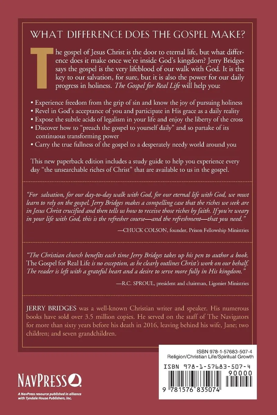 Rückseite: 9781576835074 | The Gospel for Real Life | Jerry Bridges | Taschenbuch | Englisch