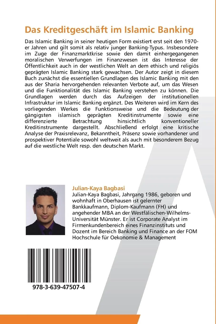 Rückseite: 9783639475074 | Das Kreditgeschäft im Islamic Banking | Julian-Kaya Bagbasi | Buch