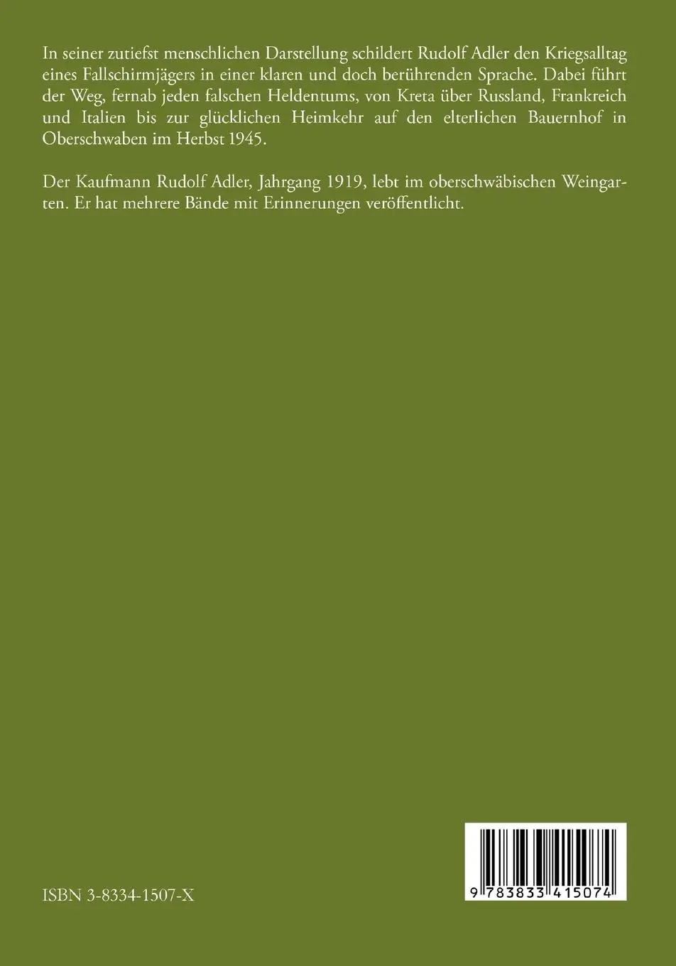 Rückseite: 9783833415074 | Der verlorene Haufen | Erinnerungen eines Fallschirmjägers | Adler