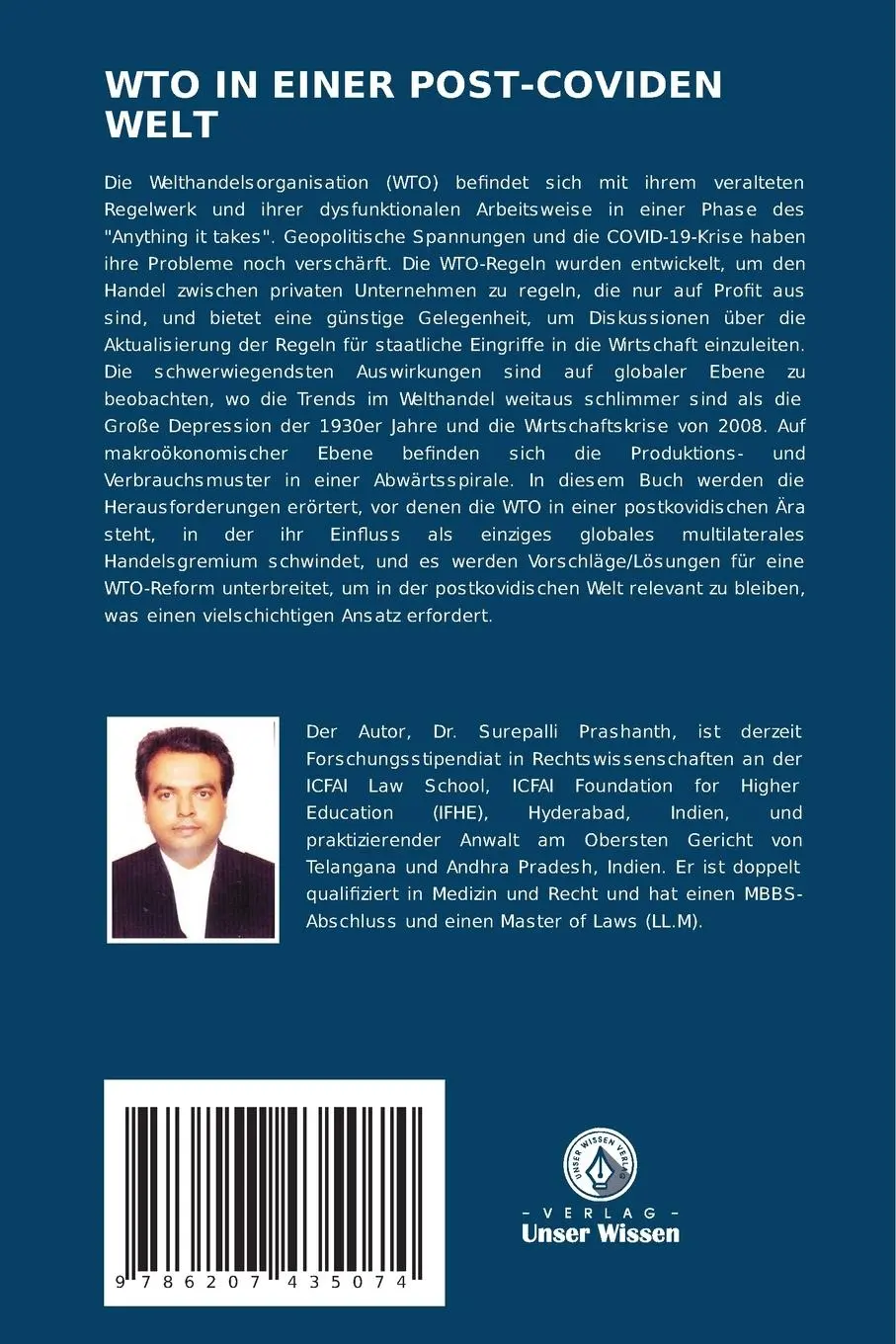 Rückseite: 9786207435074 | WTO IN EINER POST-COVIDEN WELT | Prashanth Surepalli | Taschenbuch