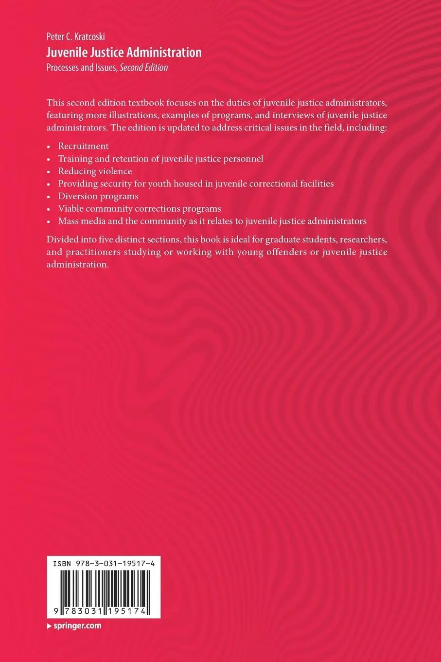Rückseite: 9783031195174 | Juvenile Justice Administration | Processes and Issues | Kratcoski