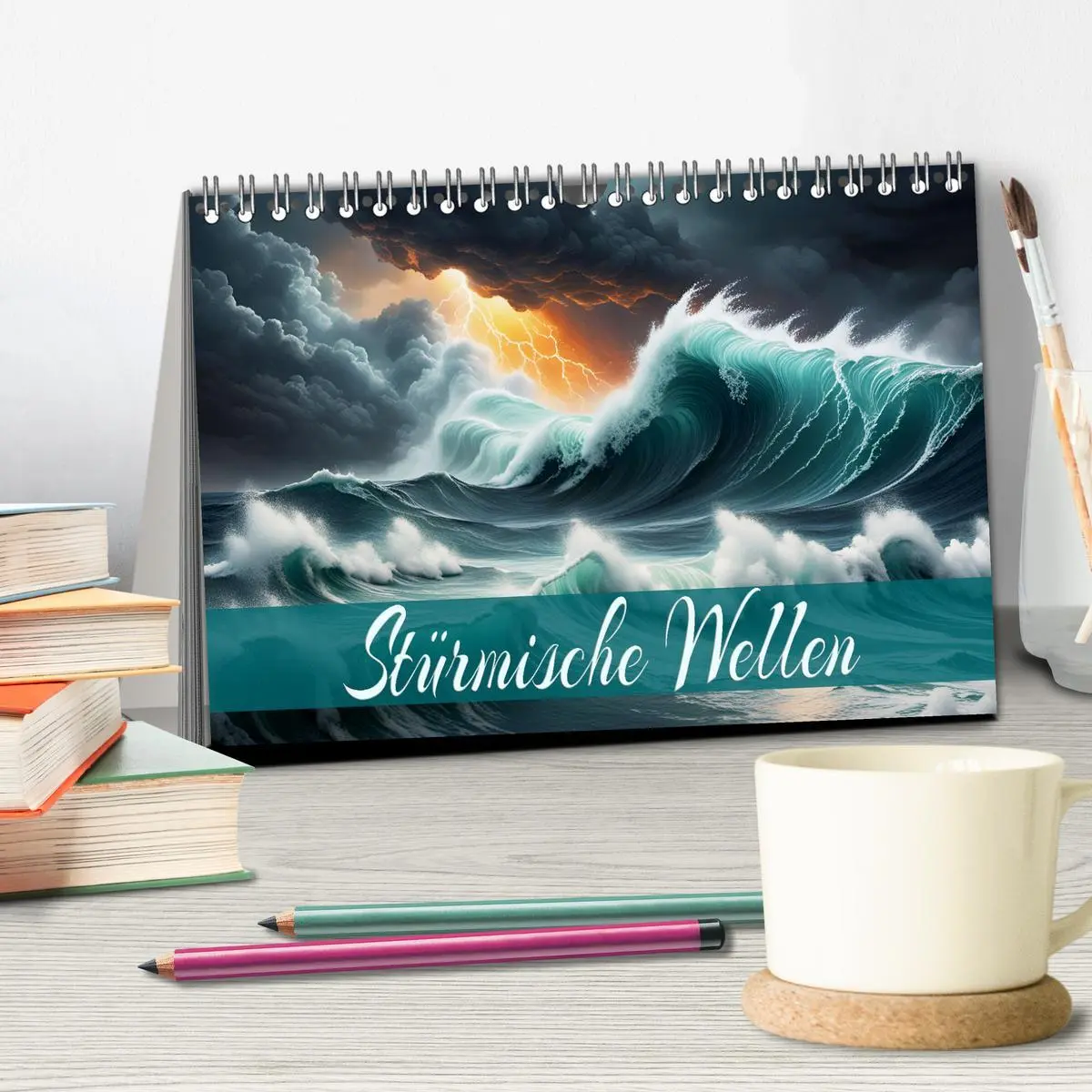 Bild: 9783457445174 | Stürmische Wellen (Tischkalender 2026 DIN A5 quer), CALVENDO...