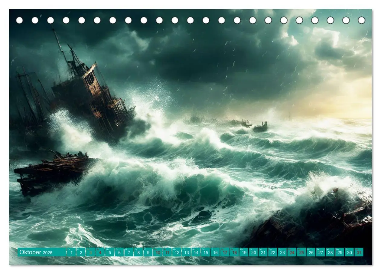 Bild: 9783457445174 | Stürmische Wellen (Tischkalender 2026 DIN A5 quer), CALVENDO...