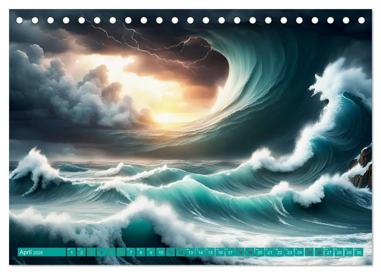 Bild: 9783457445174 | Stürmische Wellen (Tischkalender 2026 DIN A5 quer), CALVENDO...