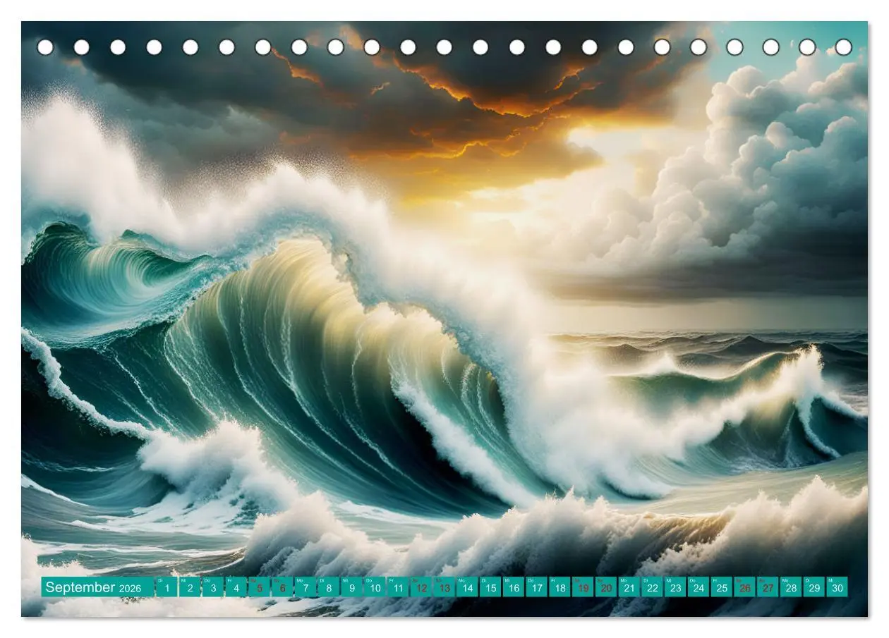 Bild: 9783457445174 | Stürmische Wellen (Tischkalender 2026 DIN A5 quer), CALVENDO...