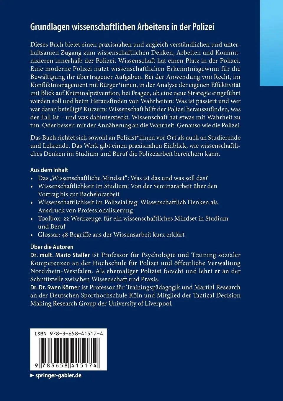 Rückseite: 9783658415174 | Grundlagen wissenschaftlichen Arbeitens in der Polizei | Taschenbuch